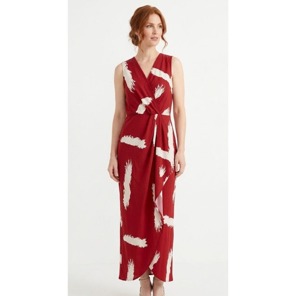 SHEIN Women's Wrap-Style Maxi Dress XL Polyester Elastane Burgundy Sleeveless